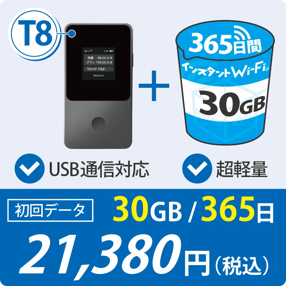 T8 初回データ30GB/365日