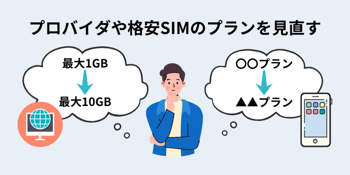 プロバイダや格安SIMのプランを見直す