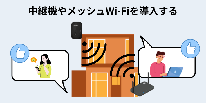 中継機やメッシュWi-Fiを導入する