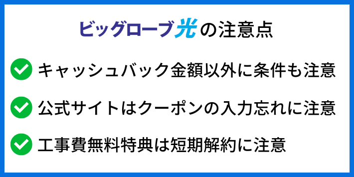 ビッグローブ光キャンペーンの注意点