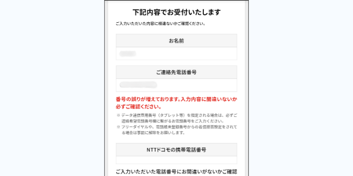 入力内容の確認