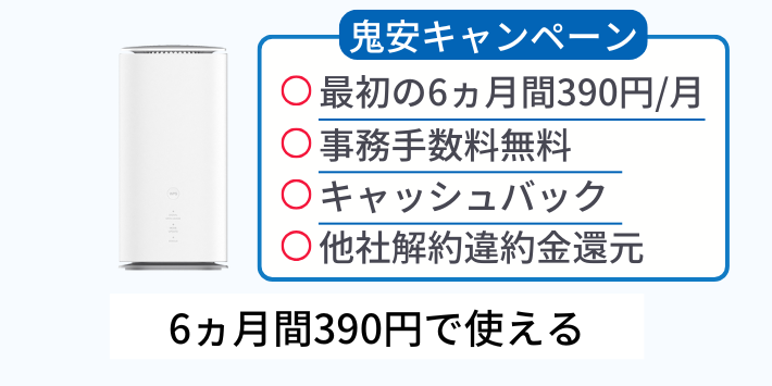 6ヵ月間390円で使える