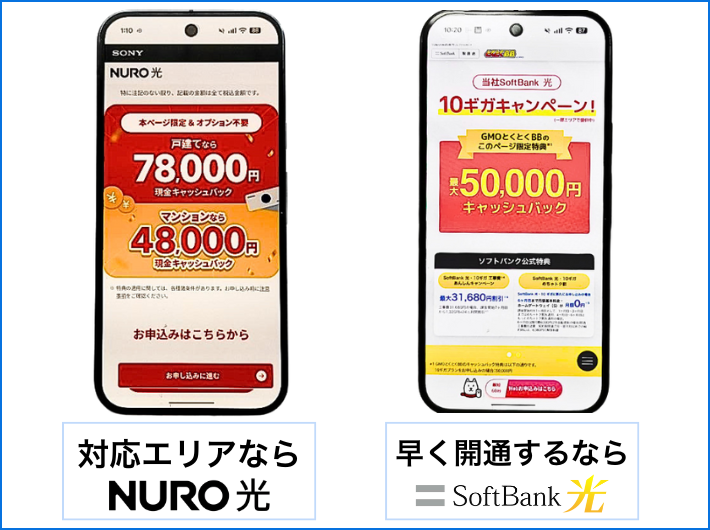 対応エリア内なら通信速度と料金でNURO光がおすすめ