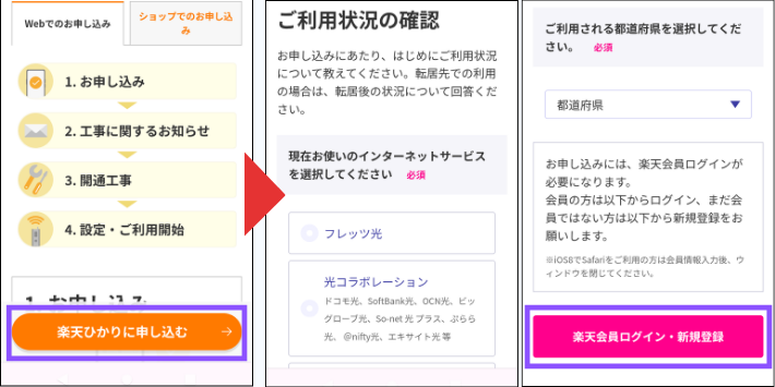 楽天ひかりへ申し込む