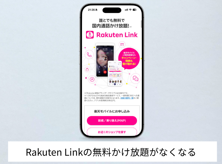 Rakuten Linkの無料かけ放題がなくなる