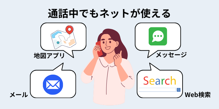 通話中でもネットが使える