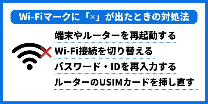 Wi-Fiマークに「✕」が出たときの対処法