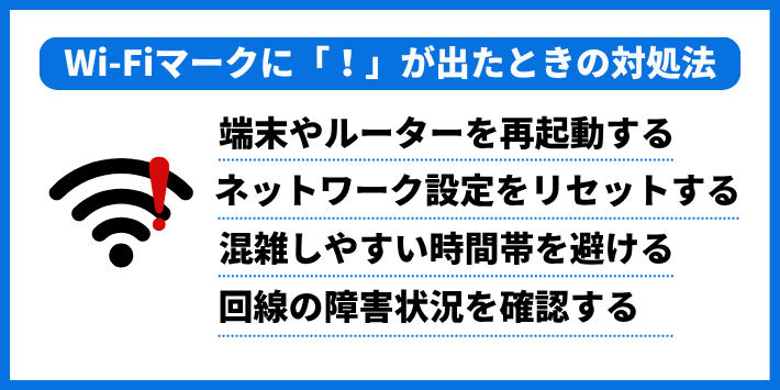 Wi-Fiマークに「!」が出たときの対処法